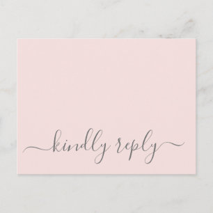 Postal Hannah Modern Simple Pink Meal Choice Boda RSVP