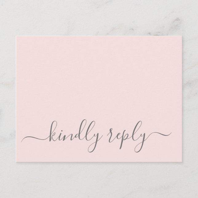 Postal Hannah Modern Simple Pink Meal Choice Boda RSVP (Anverso)