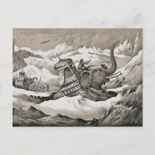 Postal Hannibal (247-c.183 a.C.) y sus elefantes de guerr