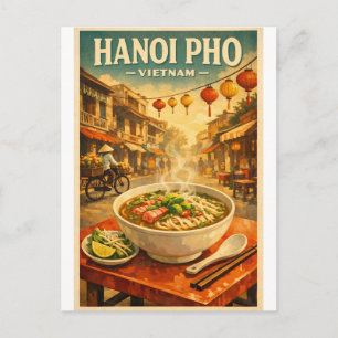 Postal Hanoi Pho, Vietnam, en un clásico retro