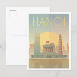 Postal Hanoi Vietnam Ilustracion de Viajes de Arte