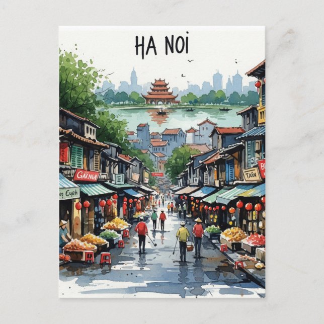 Postal Hanoi Vietnam Watercolor (Anverso)