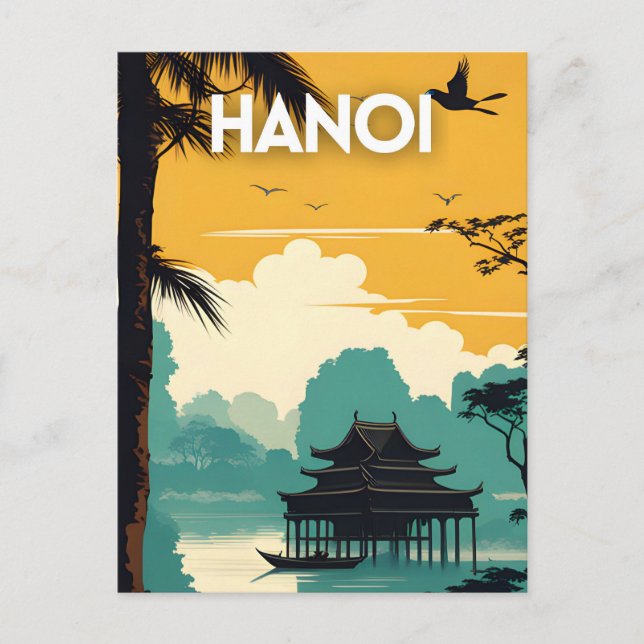 Postal Hanoi Vintage Travel Poster (Anverso)