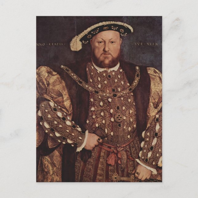 Postal Hans Holbein, el retrato de Enrique VIII (Anverso)