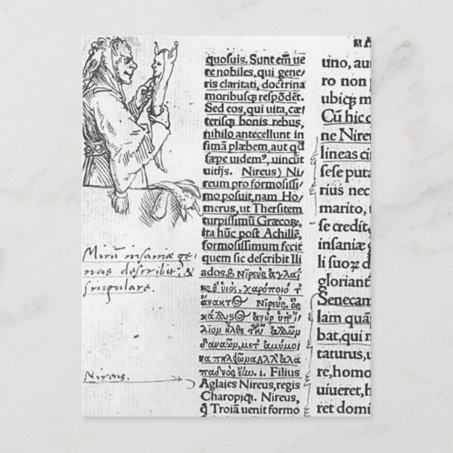 Postal Hans Holbein - ilustracion marginal para Erasmus (Anverso)