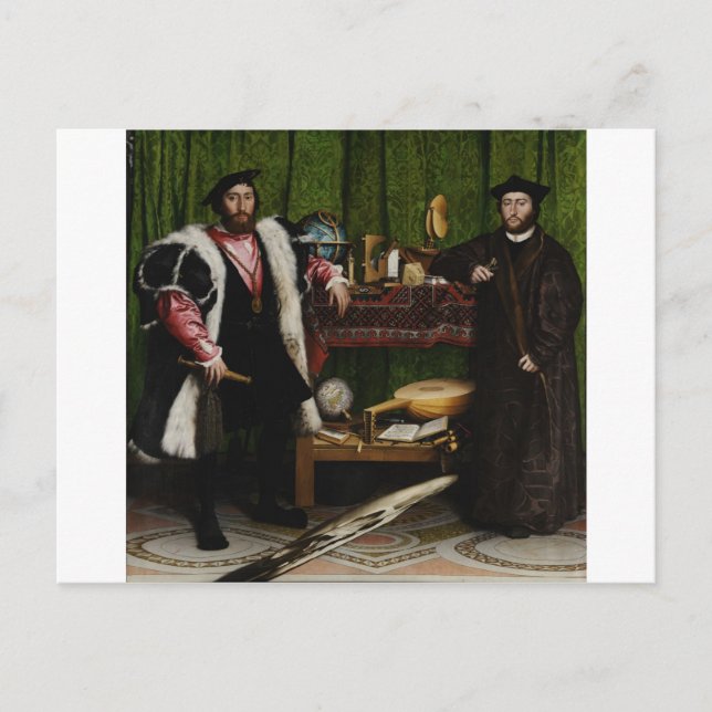Postal Hans Holbein, los embajadores del joven (Anverso)