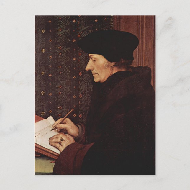 Postal Hans Holbein - Retrato de Desiderius Erasmus (Anverso)