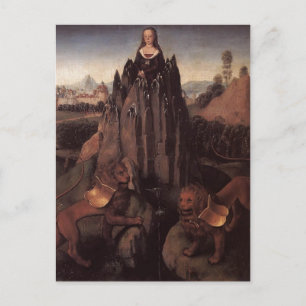 Postal Hans Memling- Alegoría con Virgen