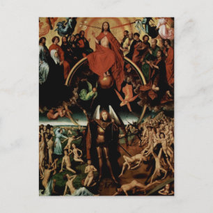 Postal Hans Memling-Último Juicio con Arcángel Michael