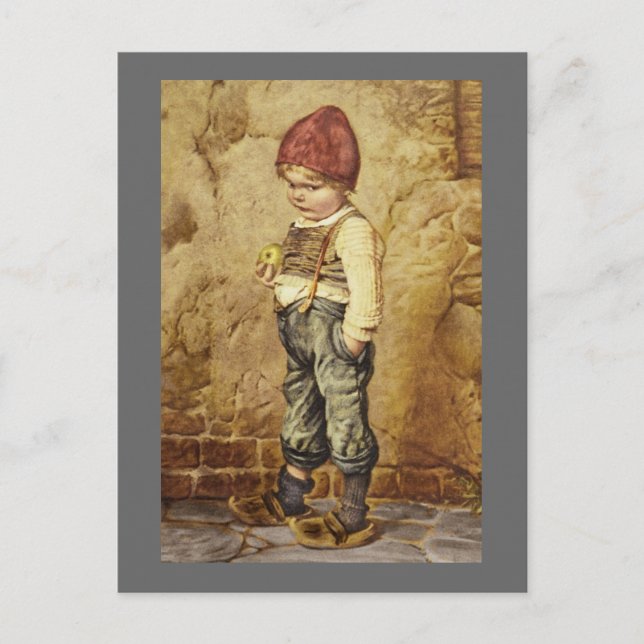 Postal Hansel con manzana dorada (Anverso)