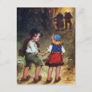 Postal Hansel y Gretel se dirigen al bosque