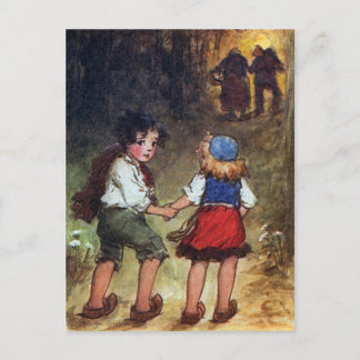 Postal Hansel y Gretel se dirigen al bosque