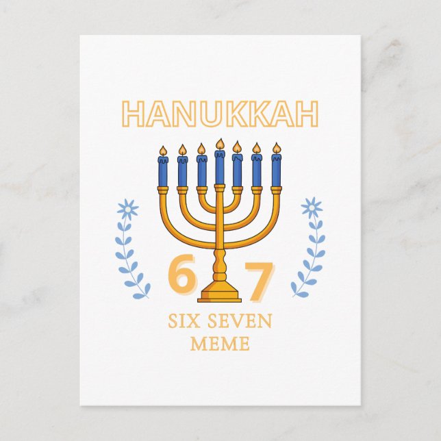 Postal Hanukkah 67 Seis Siete Meme (Anverso)