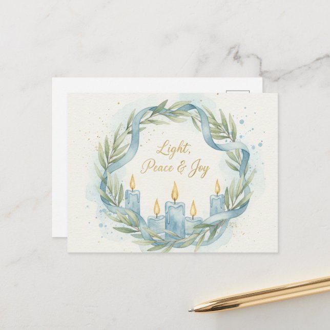 Postal Hanukkah Lights Postcard (Anverso/Reverso In Situ)