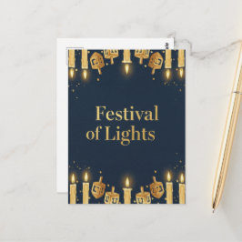 Postal Hanukkah Lights Postcard