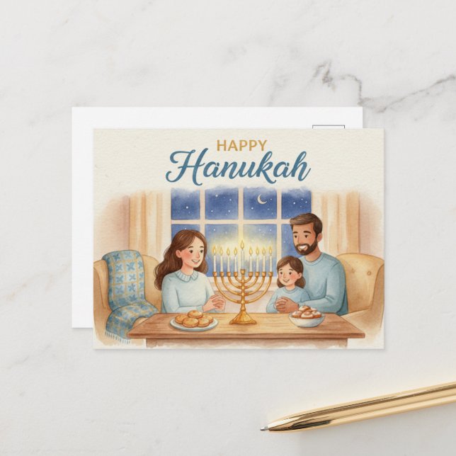 Postal Hanukkah Lights Postcard (Anverso/Reverso In Situ)