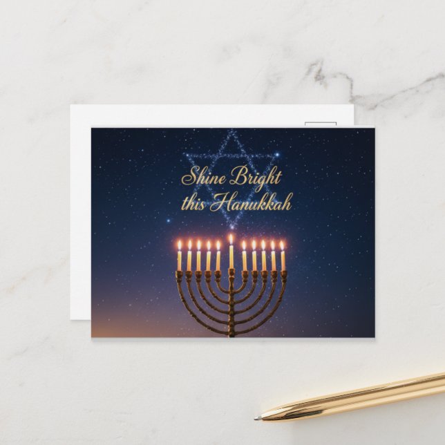 Postal Hanukkah Lights Postcard (Anverso/Reverso In Situ)
