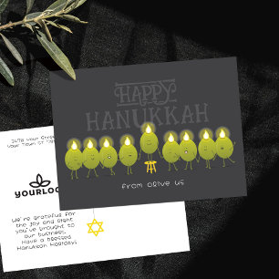 Postal Hanukkah Menorah Olives   Logo de la Compañía Gris