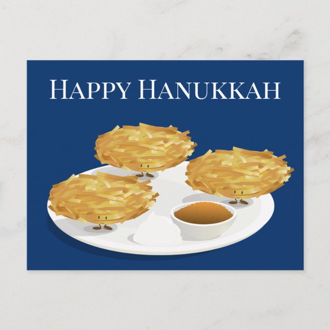 Postal Hanukkah, Personalizado de los Latkes Sonrientes (Anverso)