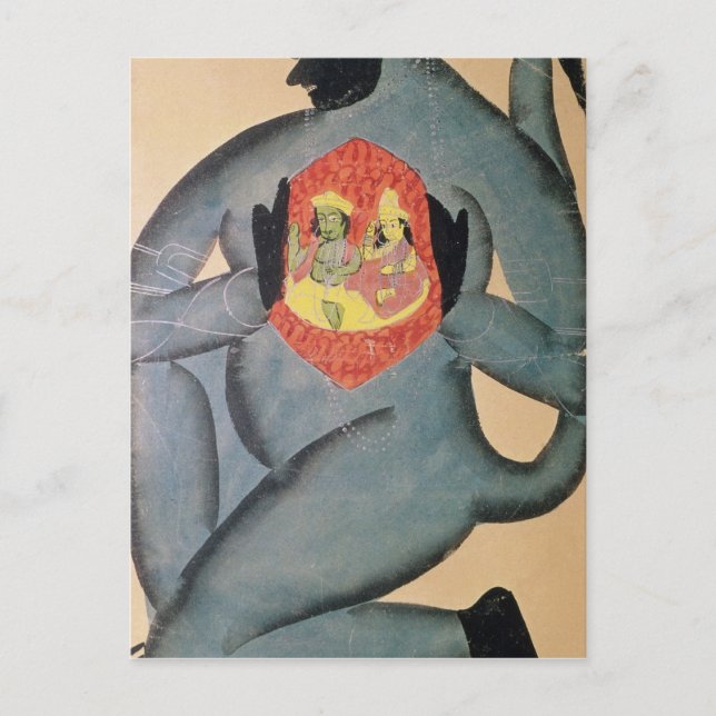 Postal Hanuman revela a Rama y Sita (Anverso)