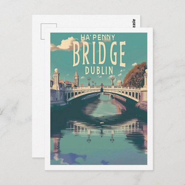 Postal Ha'penny Bridge Dublin Vintage Famous Travel Place (Anverso / Reverso)