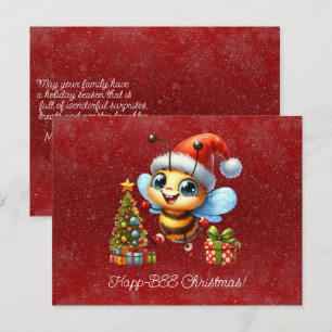 Postal Happ-BEE Navidades Árbol de regalos de abejas