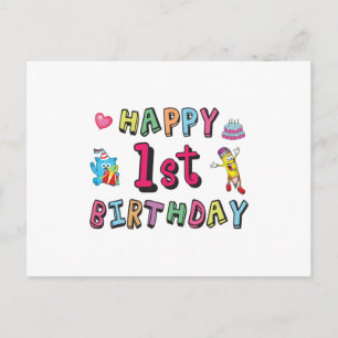 Postal Happy 1st Birthday for 1 year old Kids B-day wish