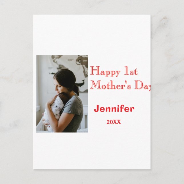 Postal Happy 1st mothers day name photo red yellow year k (Anverso)