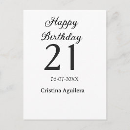 Postal Happy 21st birthday bold letter simple name minima