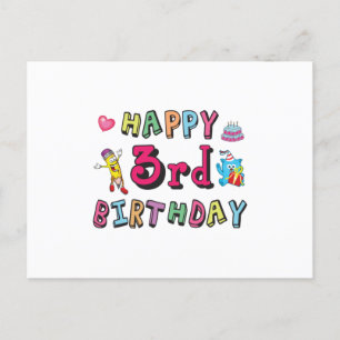 Postal Happy 3rd Birthday 3 year old b-day wishes