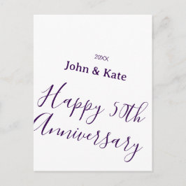 Postal Happy 50th anniversary purple name year simple 