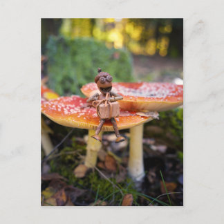Postal Happy Acorn Elf Birthday Greeting Card