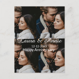 Postal Happy anniversary photo collage name date simple w