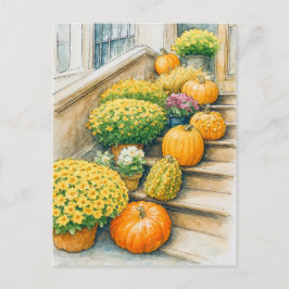 Postal Happy Autumn Thanksgiving Pumpkin Postcard
