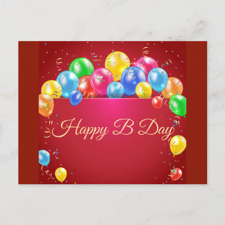 Postal Happy B Day Balloon Postcard 