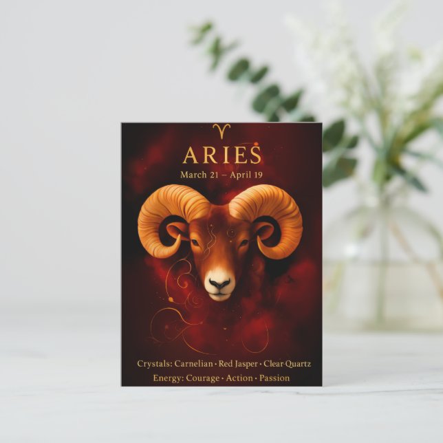 Postal Happy Birthday Aries | Birthstone Post Card  (Anverso de pie)