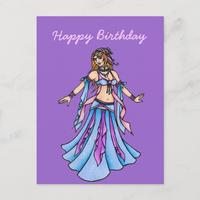 Postal Happy Birthday Belly Dancer  (Anverso)