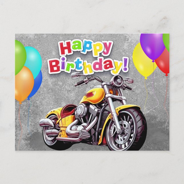 Postal Happy birthday! biker (Anverso)