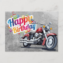 Postal Happy birthday! biker