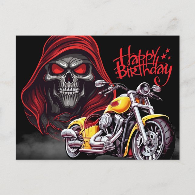 Postal Happy birthday! biker (Anverso)