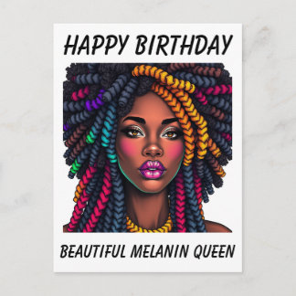 Postal Happy Birthday black melanin woman birthday card