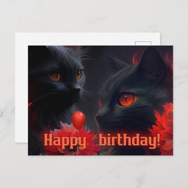 Postal Happy birthday!  Cat (Anverso / Reverso)