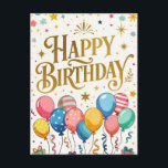 Postal Happy Birthday Celebration<br><div class="desc">Happy Birthday Celebration with colorful balloons and streamers.</div>