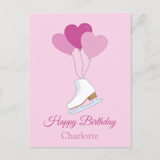 Postal Happy Birthday Figure Skating Postcard