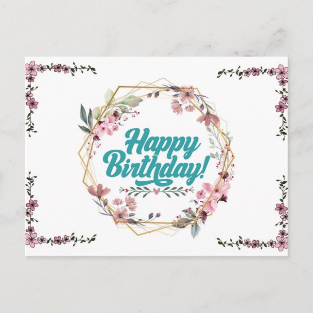 Postal Happy birthday floral themed Postcard (Anverso)