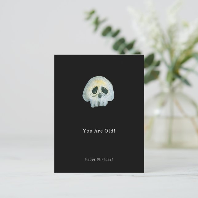 Postal Happy Birthday Funny Skeleton Card (Anverso de pie)