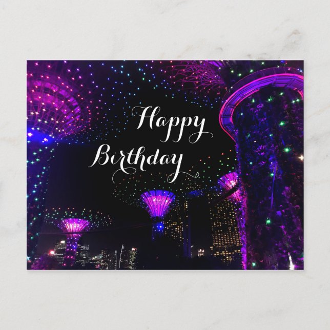 Postal Happy Birthday Gardens by the Bay #5 Postcard (Anverso)