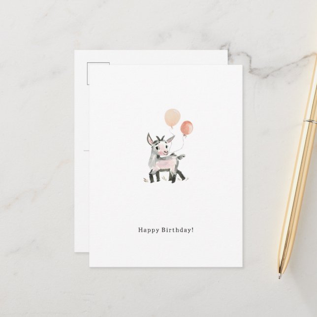Postal Happy Birthday Little Goat Card (Anverso/Reverso In Situ)