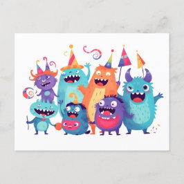 Postal Happy Birthday. Monsterparty mit Monstern
