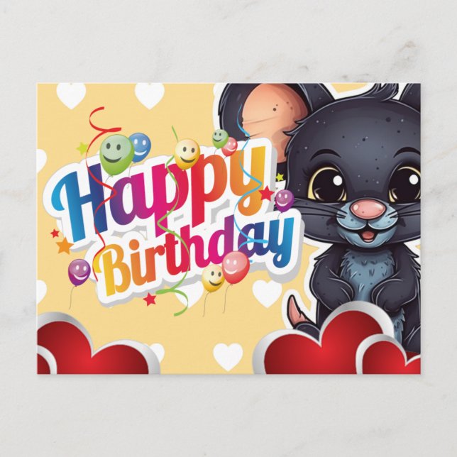 Postal Happy birthday! souris (Anverso)